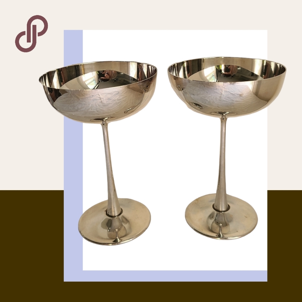 vintage italian silver plated wine chalices (set of 2) 🔮🏆